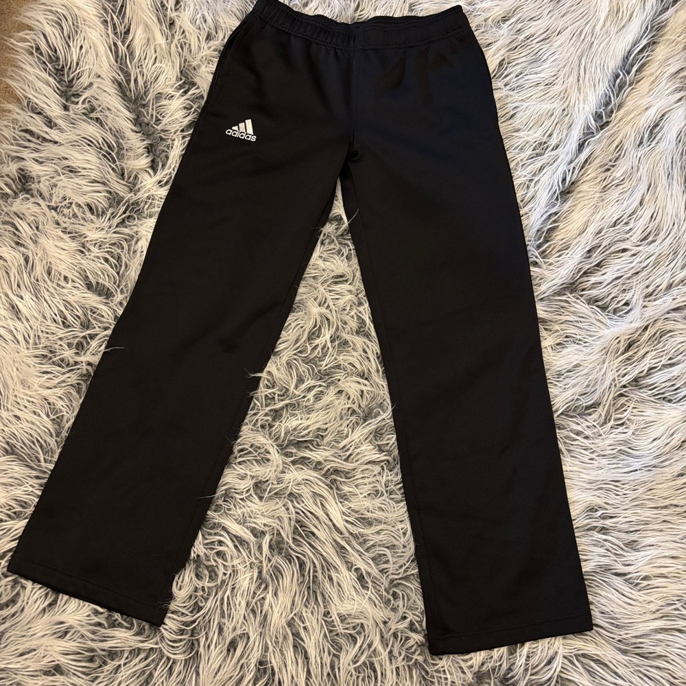 Adidas Climawarm Black Track Pants Teen XL AI4424 Straight Leg Fleece Lined